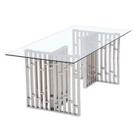ESSTISCH Klarglas 160 × 90 cm Edelstahlgestell geometrisch Chrom - Silberfarben, Glas/Metall (90/160/75cm) - HOOZ