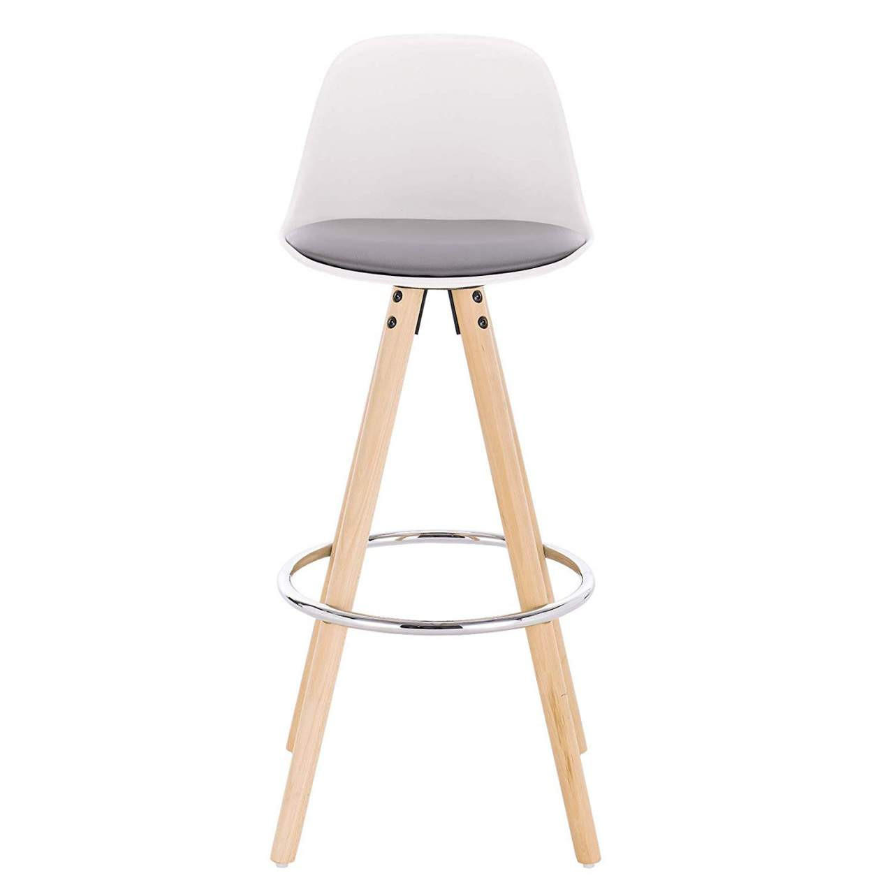 BARHOCKER Kunstleder, Holzgestell, Grau+Weiß - Eichefarben/Weiß, Holz/Kunststoff (38.5/96.5/38.5cm) - Woltu