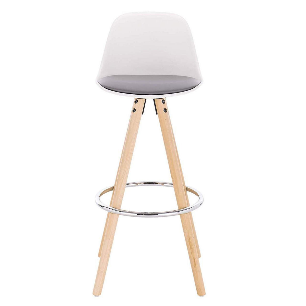 BARHOCKER Kunstleder, Holzgestell, Grau+Weiß - Eichefarben/Weiß, Holz/Kunststoff (38.5/96.5/38.5cm) - Woltu