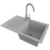 GRANITSPÜLE Kopenhagen Easy, 2-er set Grau 70/44 cm 1 Becken + Küchenarmatur 32/20 cm + Ablauf-Set ab 45er Unterschrank - Grau, Kunststoff (70/20/44cm) - Primagran