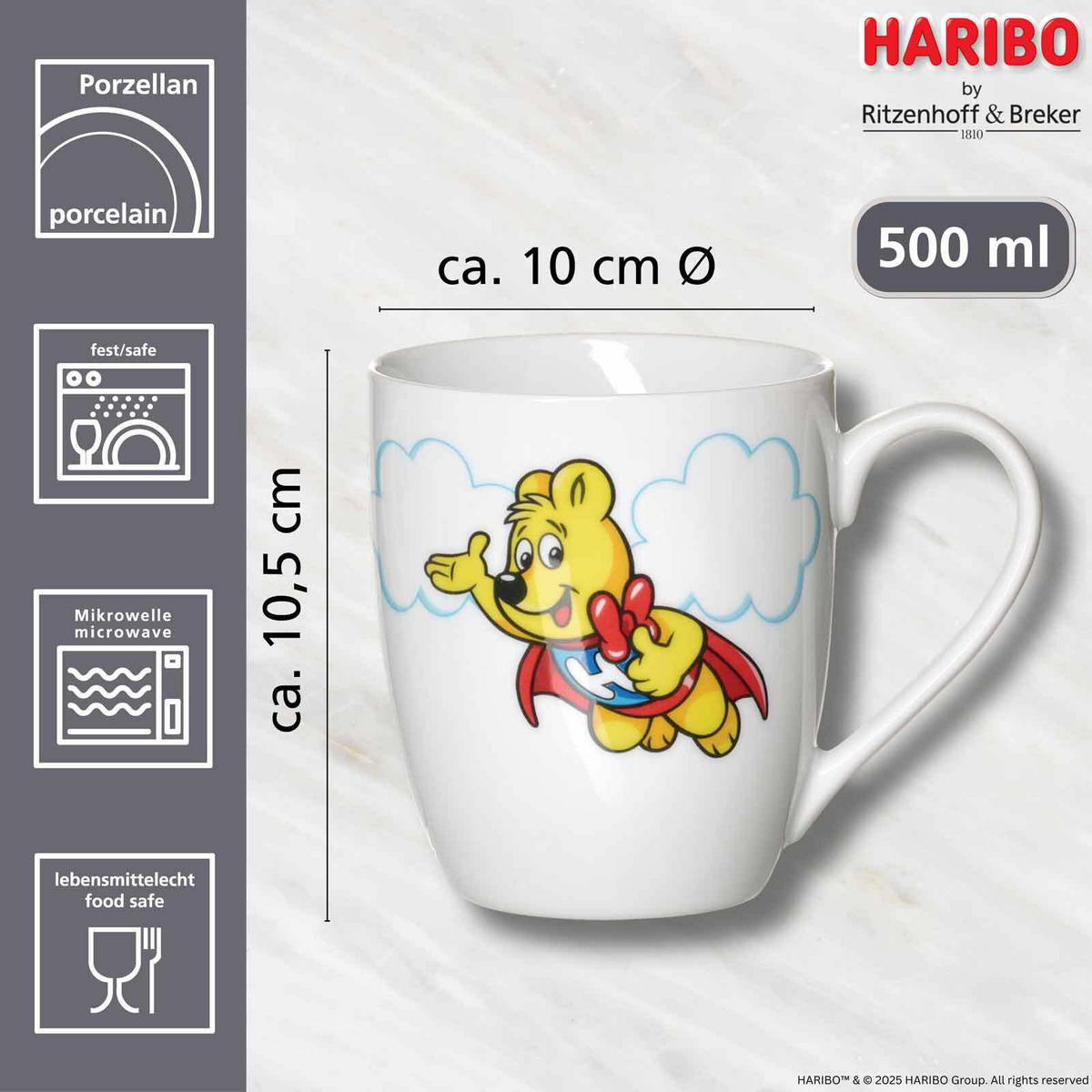 BECHER CLOUDS Haribo bunt 500 ml 6er Set - Multicolor, Keramik (0.5L) - Ritzenhoff Breker