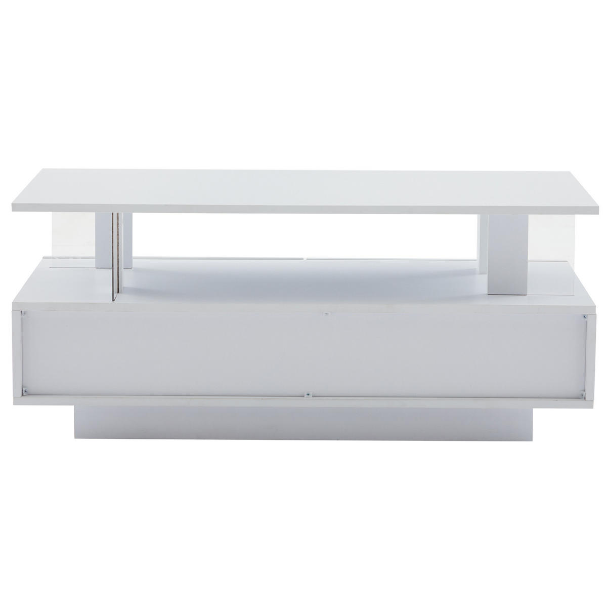 KONFERENČNÍ stolek 100/50/42 cm bílý z akrylu s LED osvětlením a úložným prostorem - bílá, kompozitní dřevo (100/50/42cm) - OKWISH