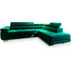 ECKSOFA SELVA R-S Grün Velours-Stoff mit Schlaffunktion - Grün, Holz (275/202cm) - MASSENO