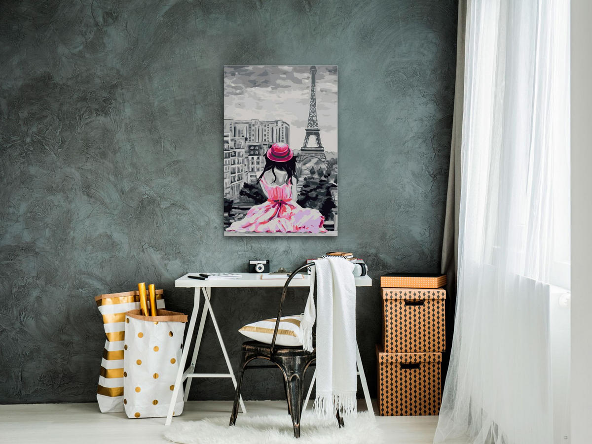 MALEN NACH ZAHLEN 40/50 cm - Pink/Grau, Textil (1.4/50cm) - KUNSTLOFT
