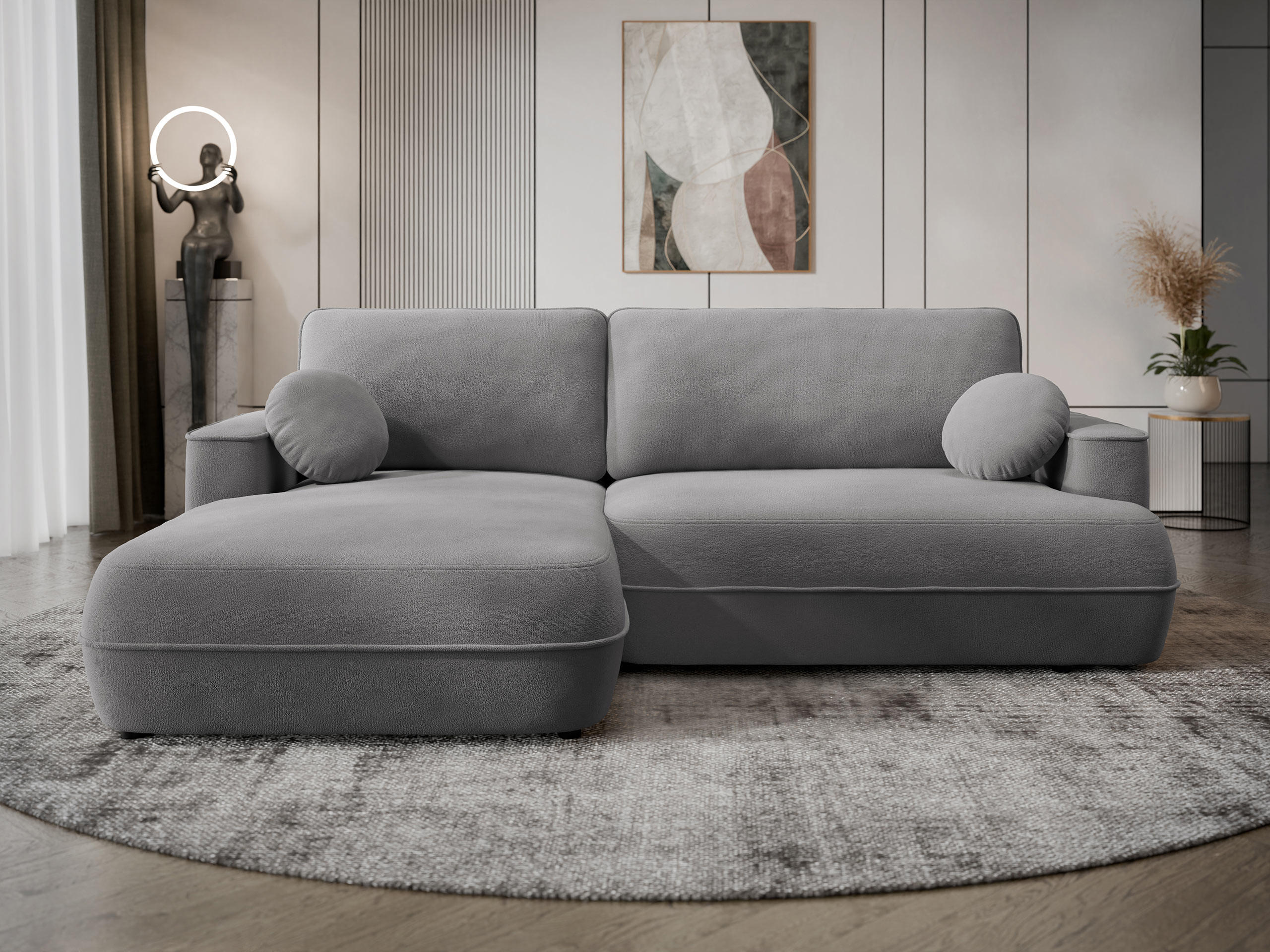 ECKSOFA Fuego L, Seite: Links - Schwarz/Grau, Holz/Kunststoff (260/168cm) - MIRJAN24
