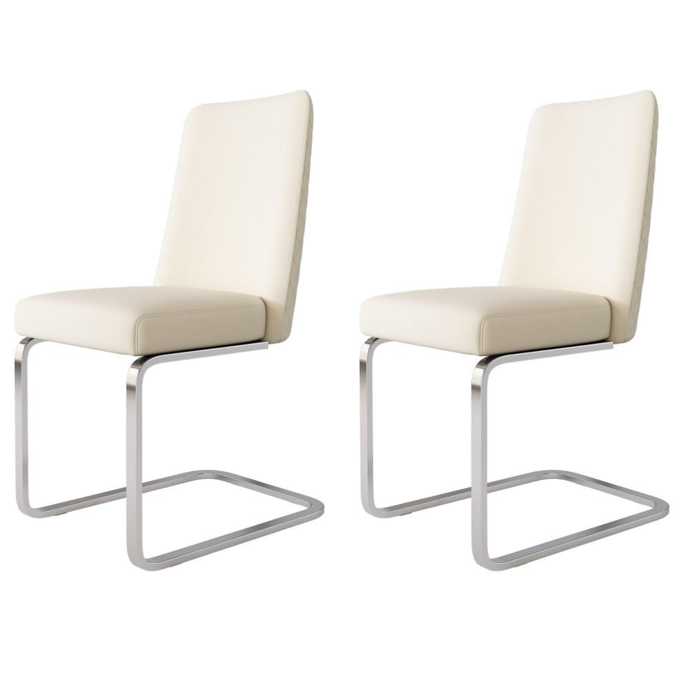 SCHWINGSTUHL 2-er Set Freischwinger,Esszimmerstuhl mit silbernen Stuhlbeinen,Samt,Beige - Beige, Metall (45/88/42cm) - LVHOM