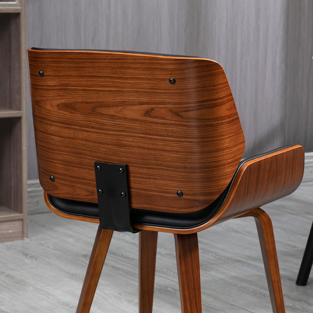 ESSSTÜHLE 2er Set Kunstleder Holz Schwarz - Schwarz, Holz (53/81/54cm) - HOMCOM