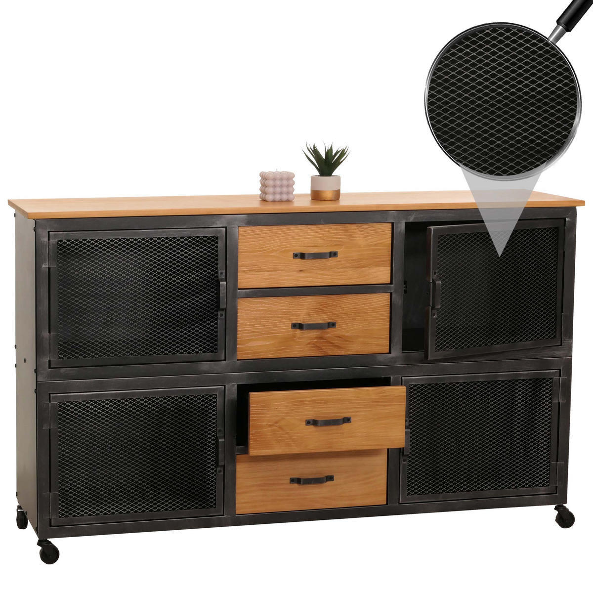 SIDEBOARD Schwarz, Beige - Beige/Schwarz, Holz (150/90/40cm) - MCW