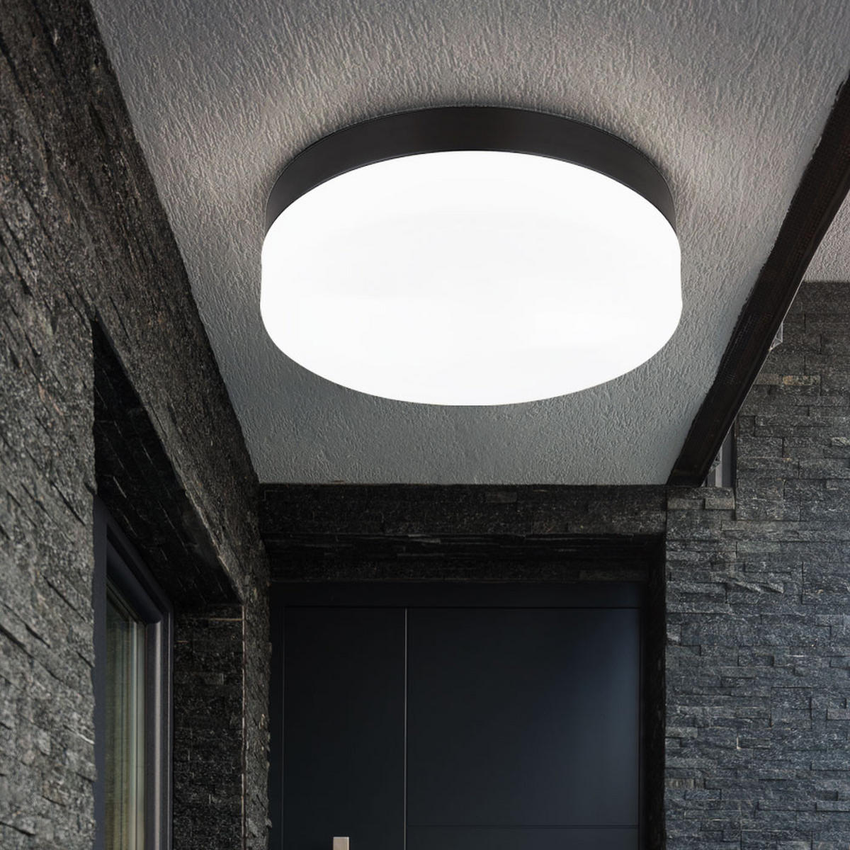 DECKENLEUCHTE Alu Schwarz Opal 2 Flammig - Schwarz, Glas (24/24/6.5cm) - Globo Lighting
