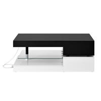 COUCHTISCH Schwarz/Weiß 90/45/35,5 cm mit LED-Beleuchtung und Glasablage - Schwarz, Holzwerkstoff (45/90/35.5cm) - PANGIVO