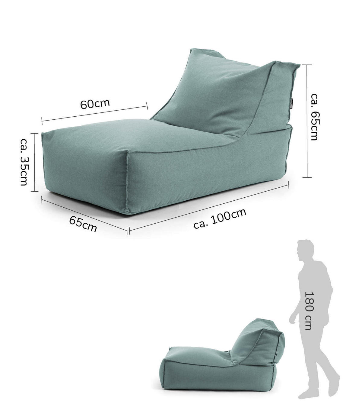 OUTDOORSITZSACK und Hülle Der Sundowner - Blau, Textil (65/65/100cm) - Mokebo