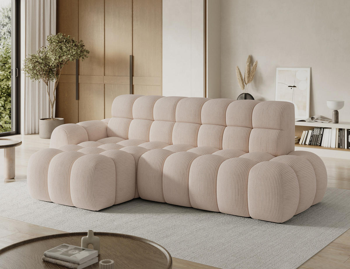 ECKSOFA Lorveno L - Creme (Jarell 20) - Creme, Holzwerkstoff (283/165cm) - Möblo