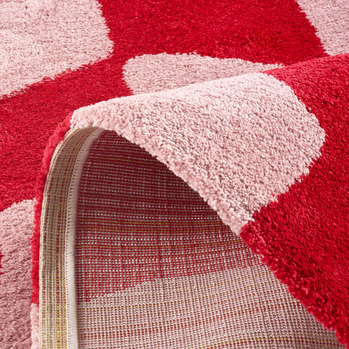 TEPPICH vintage karos rot Groovy 120x160 cm - Rot, Textil (120/160cm) - Nazar Rugs
