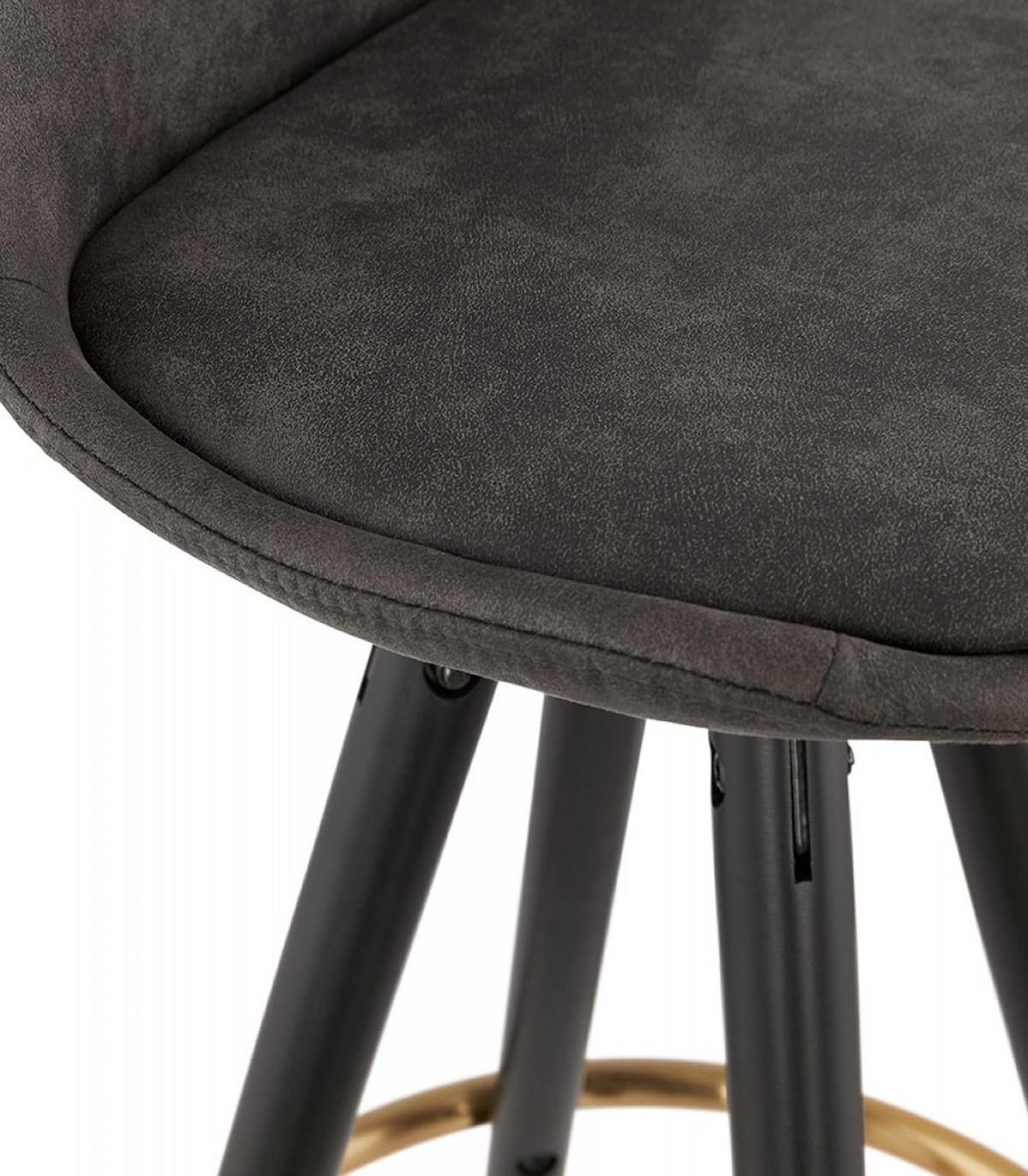 BARHOCKER Mikrofaser Sitz mit Holzgestell im Retro Industrie Stil KONG, Anthrazit 41x41x97 cm - Anthrazit/Schwarz, Holz/Buchenholz (41/97/41cm) - KADIMA DESIGN