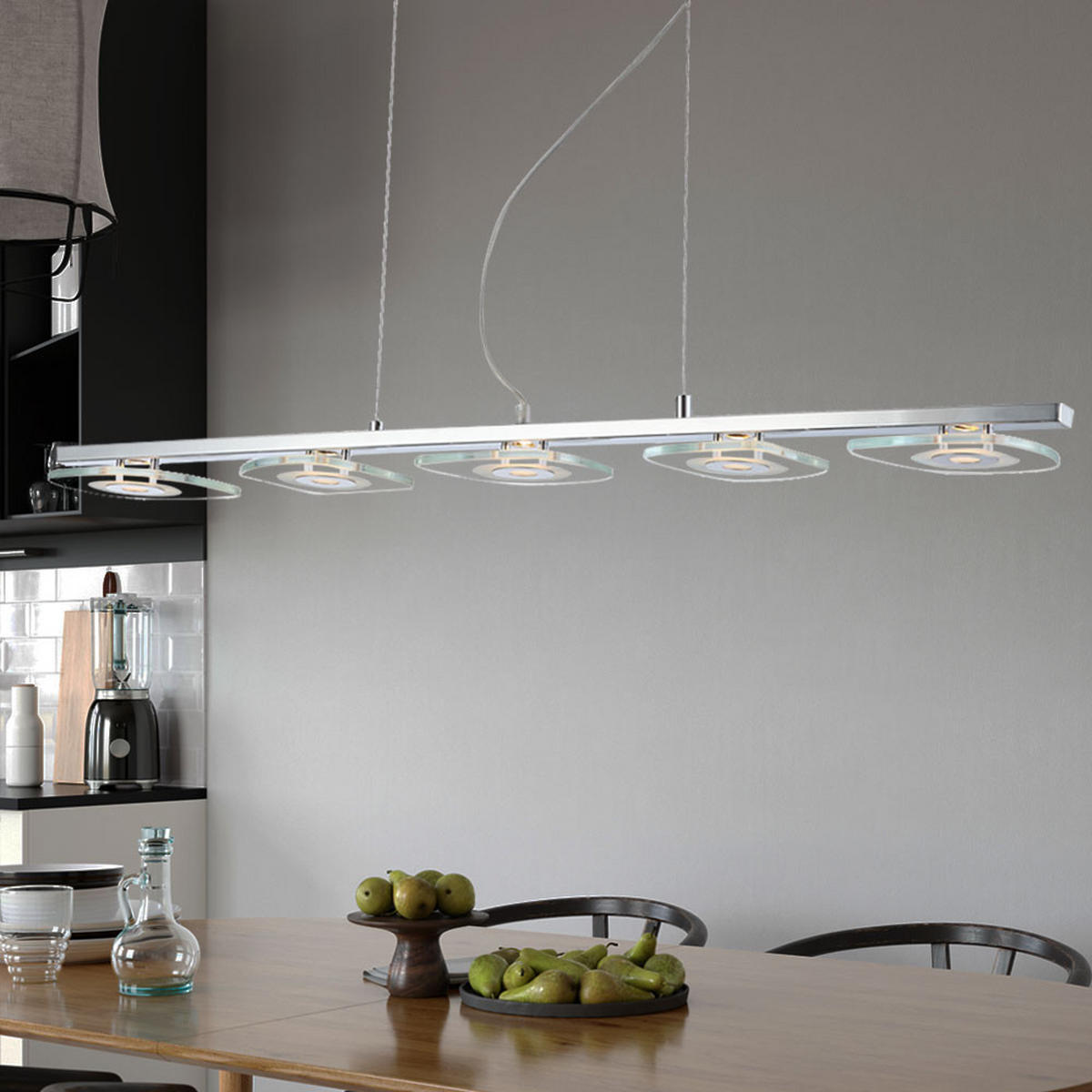 LED HÄNGELEUCHTE Chrom Glas satiniert Silber - Silberfarben, Glas (90/13/150cm) - Globo Lighting