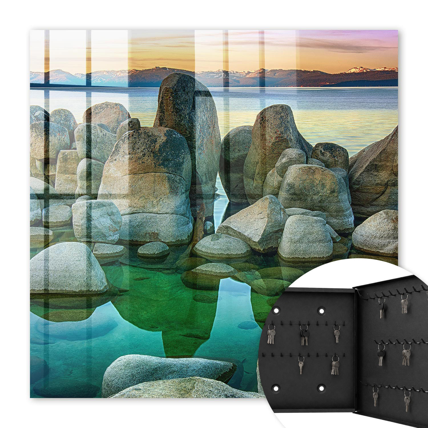 SCHLÜSSELBOX Schwarz 30x30 cm- Türöffnung nach rechts - Bergfrieden - Grün, Metall (30/30/5cm) - TULUP