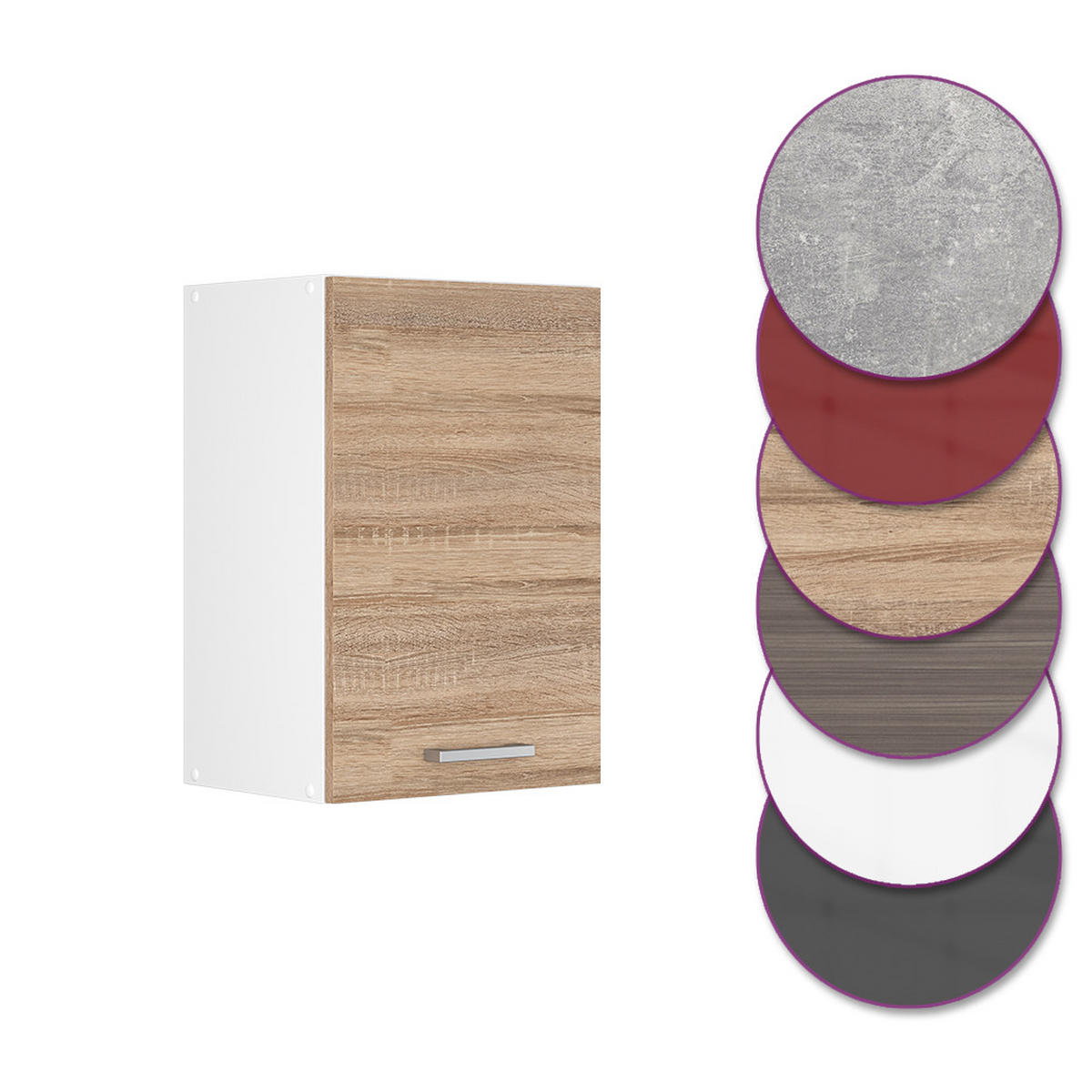 HÄNGESCHRANK R-Line Sonoma 40 cm - Weiß/Sonoma Eiche, Holzwerkstoff (40/60/31cm) - Vicco