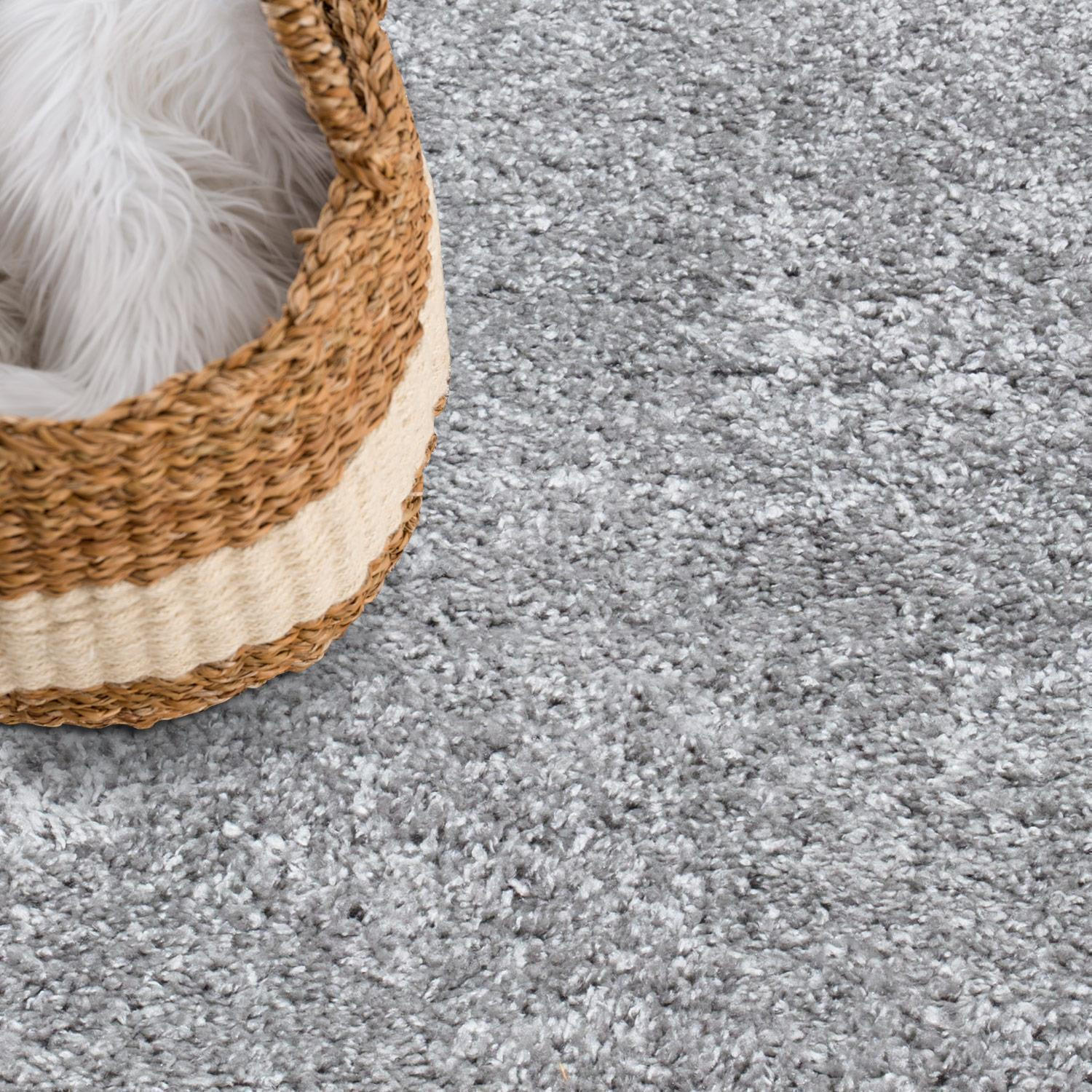 Thumbnail - carpet city Hochflor-Teppich, Grau, Textil, Uni, Quadratisch, 150x150 cm, Oeko-Tex® Standard 100, für Fußbodenheizung ge...