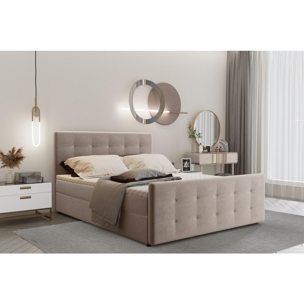 Thumbnail - Kaiser Möbel Boxbett, Beige, Textil, H3, Höhe ca. 20 cm, 200x200 cm, Oeko-Tex® Standard 100, Schlafzimmer, Betten, Boxsp...