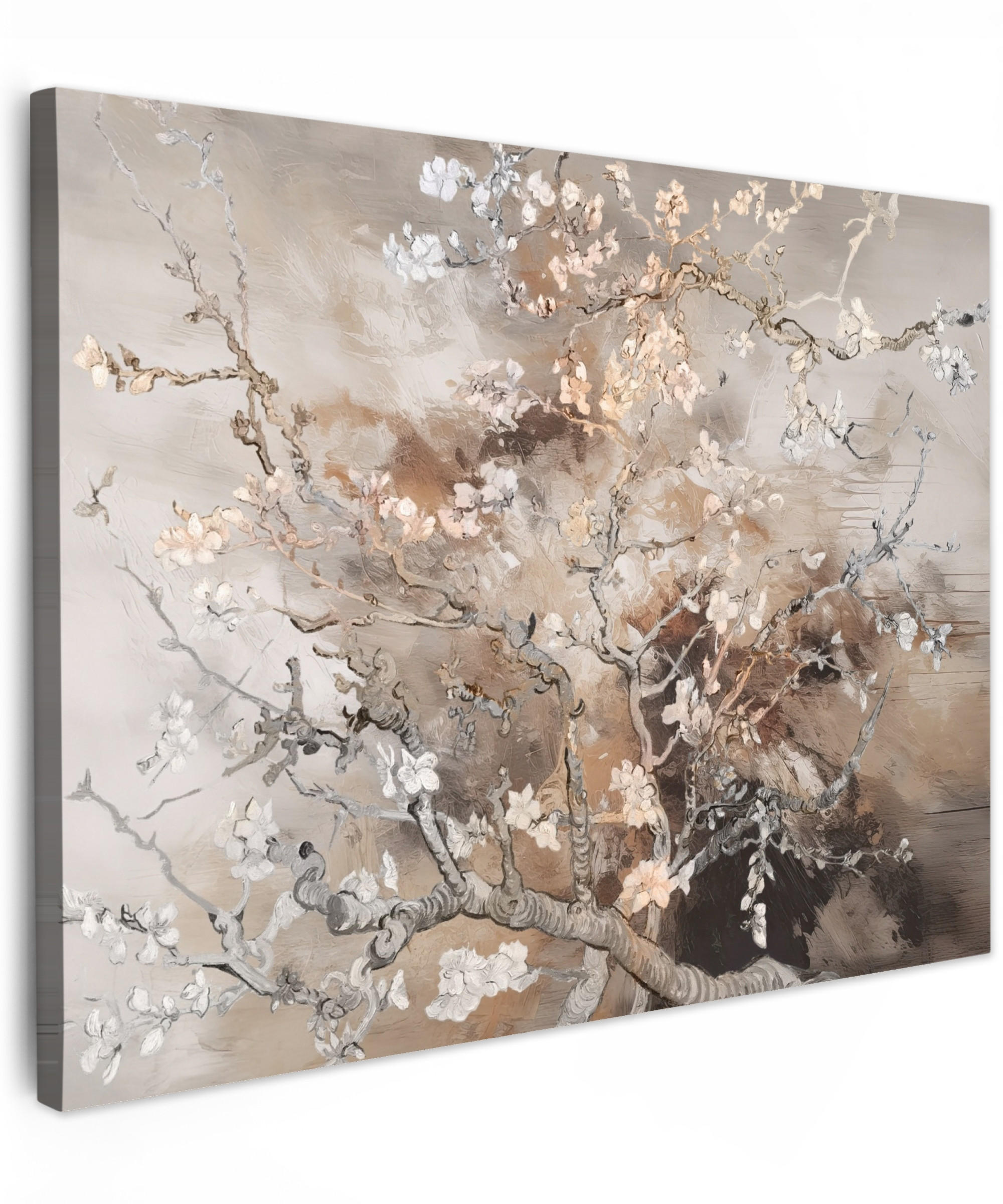 LEINWANDBILD Mandelblüte - Kunst - Van Gogh - Beige - Abstrakt Wandbilder 80x60 cm - Braun, Textil (80/60cm) - MuchoWow