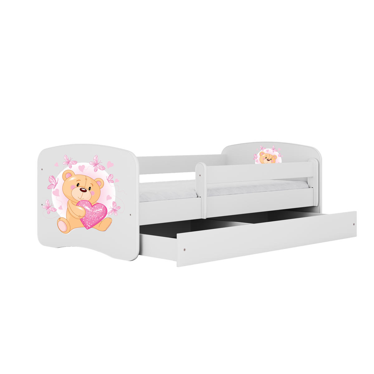 KINDERBETT Schmetterlingsbär mit Schublade 180/80 90/61/184 - Weiß, Holzwerkstoff (80/180cm) - RAUMHIRSCH FURNITURE