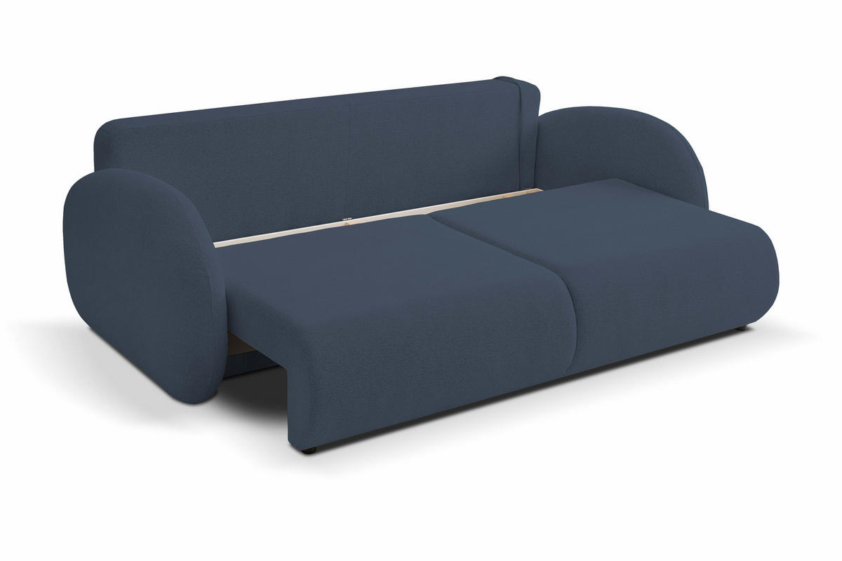 SOFA LOOP Schlaffunktion & Bettkasten PUR-Schaum Schwarze Kunststofffüße skandinavischer Stil lose Rückenkissen freistehend 234x112x86 cm Dark blue - Dunkelblau, Holz/Textil (234/86/112cm) - DomoHome