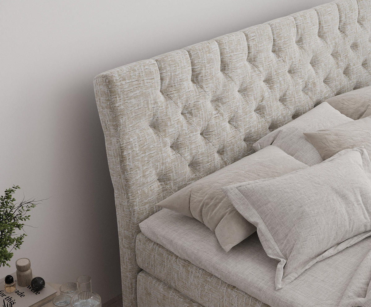BOXSPRINGBETT Seraphine Beige 140/200 cm - Beige/Schwarz, Holz/Holzwerkstoff (140/200cm) - Maison de Reve