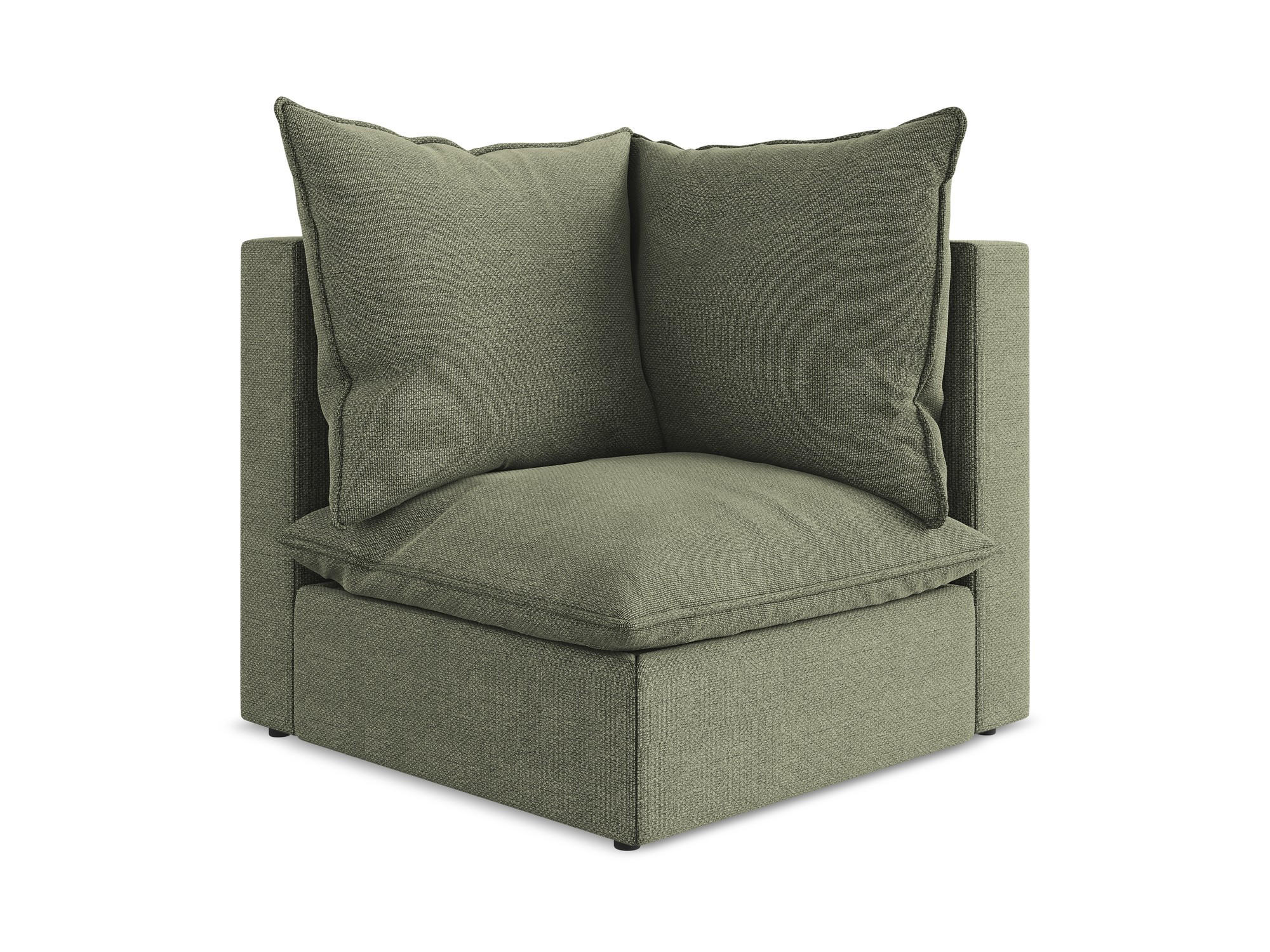 SOFAELEMENT Bouclé Stoff Grün - Schwarz/Olivgrün, Holzwerkstoff/Kunststoff (90/77/90cm) - Makamii