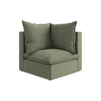 SOFAELEMENT Bouclé Stoff Grün - Schwarz/Olivgrün, Holzwerkstoff/Kunststoff (90/77/90cm) - Makamii