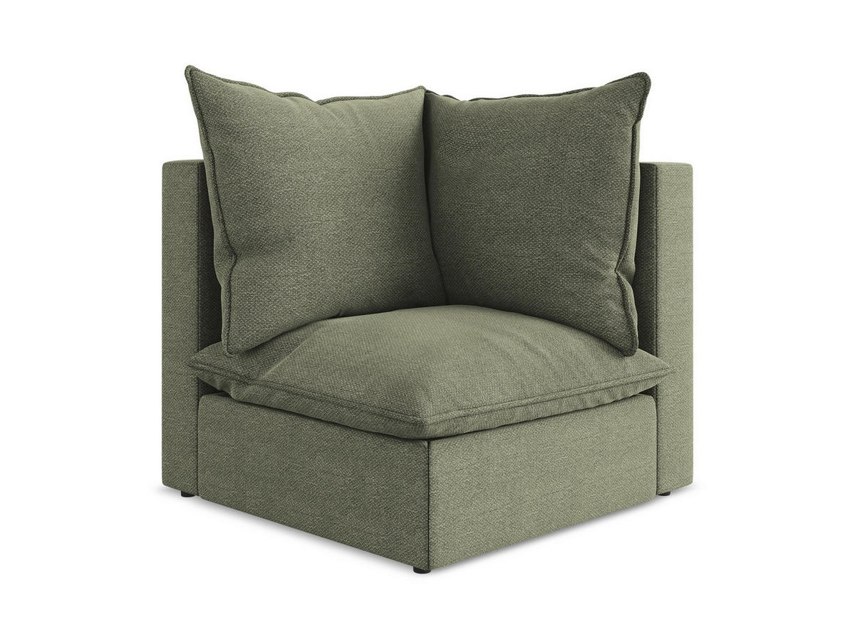 SOFAELEMENT Bouclé Stoff Grün - Schwarz/Olivgrün, Holzwerkstoff/Kunststoff (90/77/90cm) - Makamii