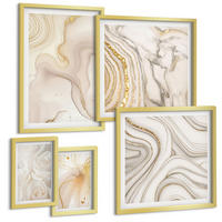 BILDER SET 5er Set - 50x50 cm & 20x30 cm & 40x60 cm Goldrahmen - Landschaften Natur Felder Sonne - Goldfarben, Kunststoff (40/60cm) - TULUP