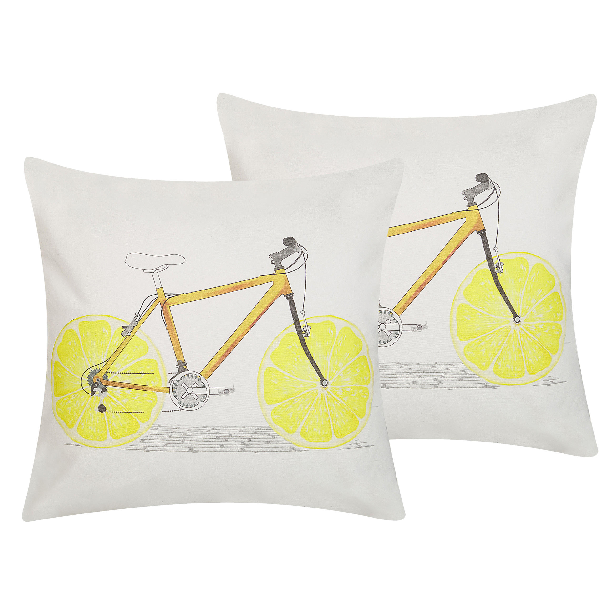 DEKOKISSEN 2er-Set Weiß 45/45 cm Ruscus - Weiß, Naturmaterialien/Textil (45/45cm) - Beliani