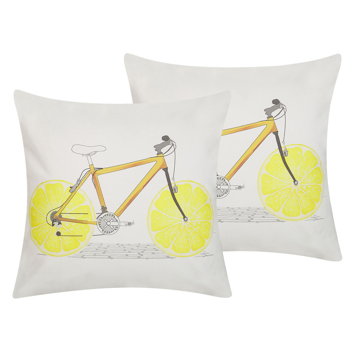 DEKOKISSEN 2er-Set Weiß 45/45 cm Ruscus - Weiß, Naturmaterialien/Textil (45/45cm) - Beliani