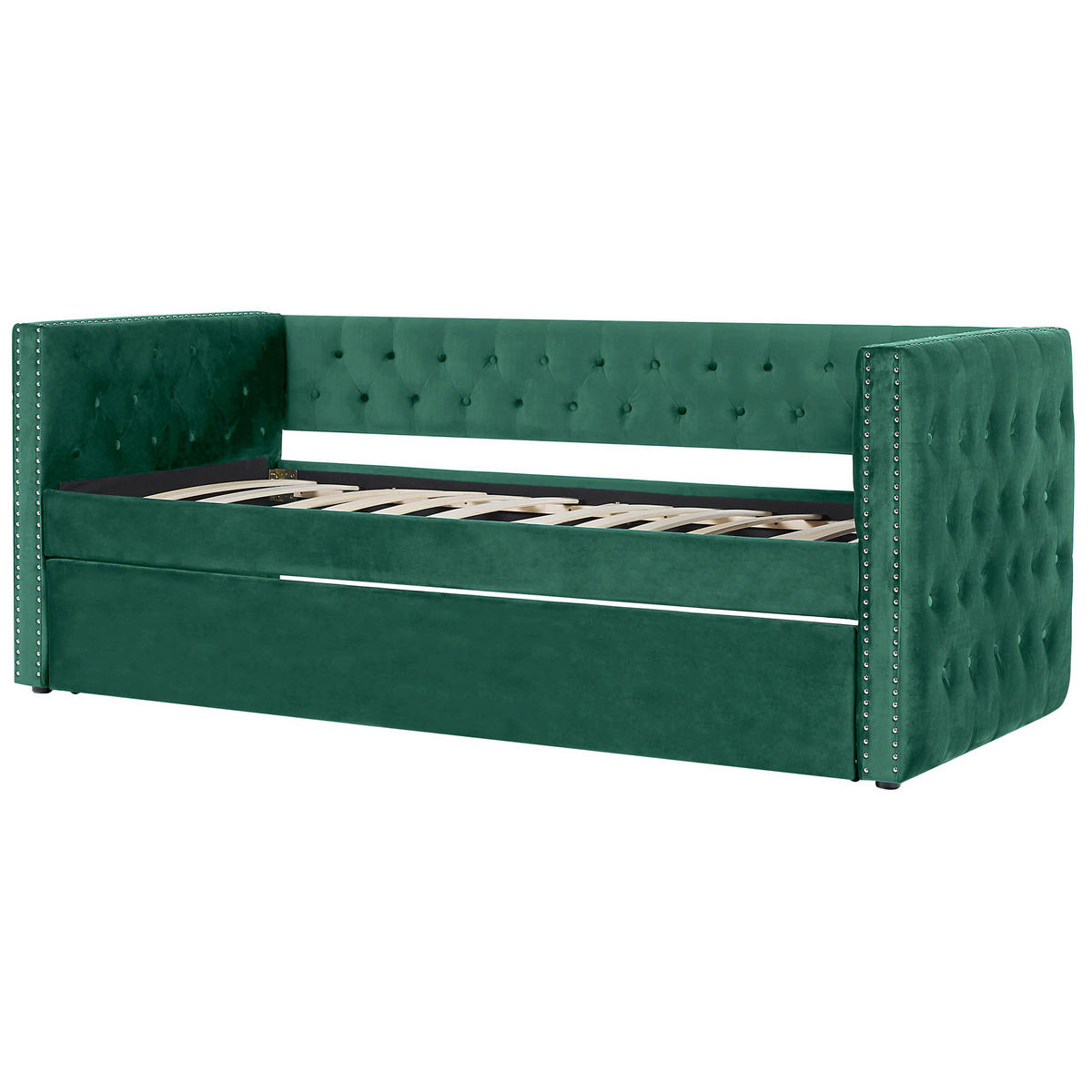 TAGESBETT 90/200cm Smaragdgrün Gassin - Grün, Textil (90/200cm) - Beliani