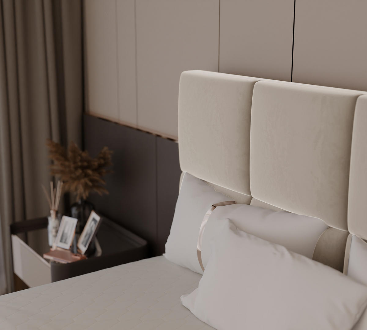 BOXBETT 120x200 cm mit Topper - Beige, Textil (120/200cm) - Idohome