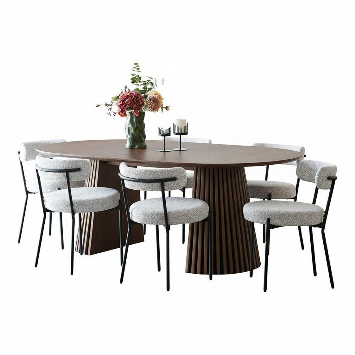 ESSGRUPPE 7-TLG. Tokyo Schwarz, Braun - Creme/Schwarz, Holzwerkstoff/Textil (120/75/120cm) - ebuy24