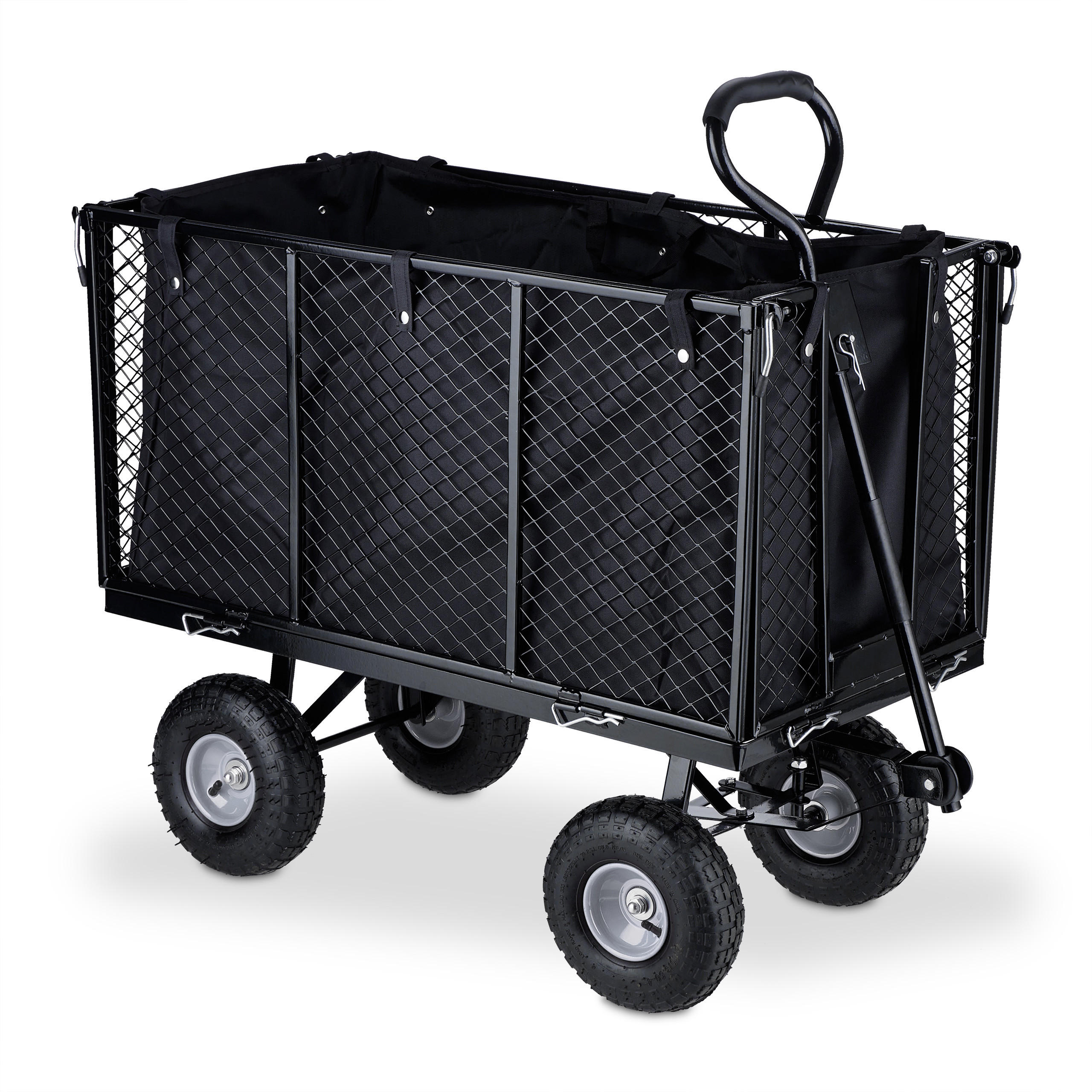 HANDWAGEN - Schwarz, Kunststoff/Metall (51/83/110cm) - Relaxdays