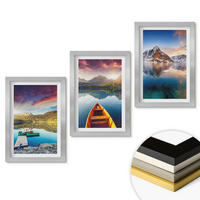 WANDBILDER 3er Set - 20x30 cm Silberner Rahmen - Seen, Berge, Boote, Frieden - Silberfarben, Kunststoff (20/30cm) - ArtPrintCave