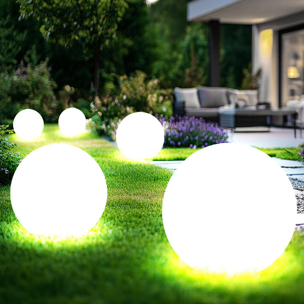 LED AUSSENLEUCHTE Kunststoff Weiß 5er Set - Weiß, Kunststoff (20/20/62cm)