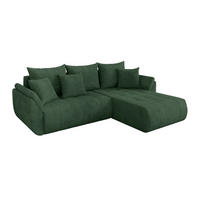 ROHOVÁ SEDAČKA s funkcí spaní, otoman vpravo TOKO-L 277x194x86 zelená manšestr - černá/tmavě zelená, kompozitní dřevo/textil (277/194cm) - ALTDECOR