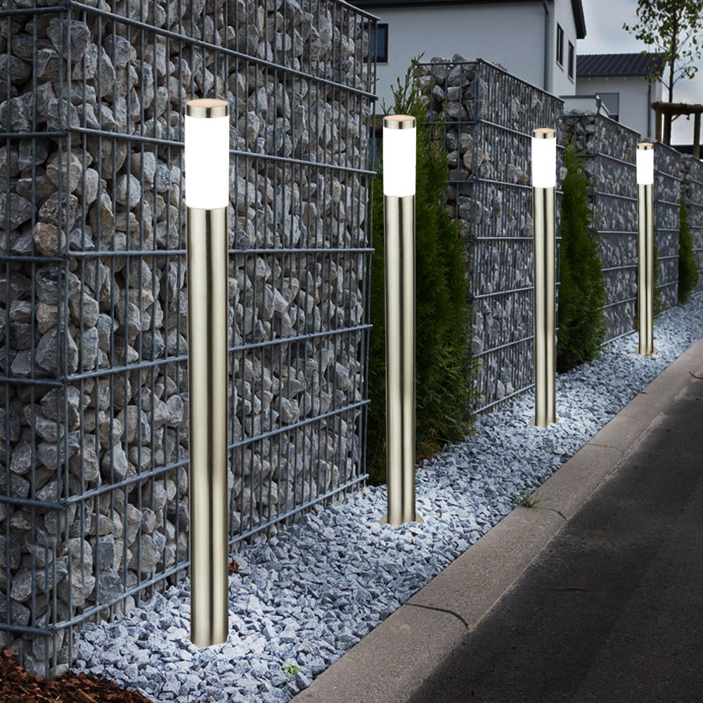 LED STEHLEUCHTE BOSTON Edelstahl Silber 4er Set - Silberfarben, Metall (7.6/7.6/110cm) - Globo Lighting