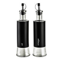 ÖL-/ESSIGFLASCHE Basic schwarz 2er Set 6.5/6.5/24 cm Glas - Schwarz, Glas (6.5/24/6.5cm) - Mondex
