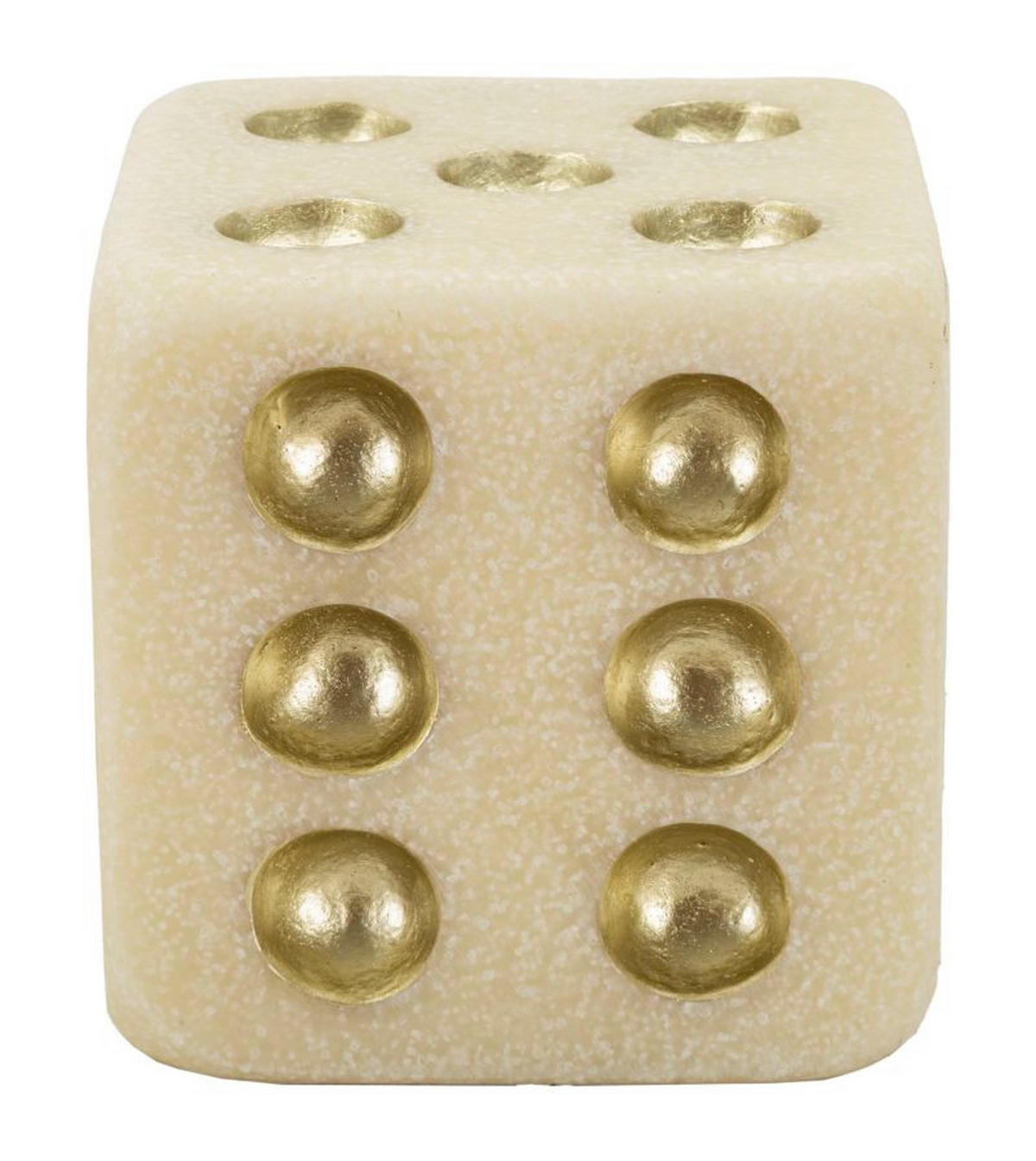 DEKOOBJEKT Dice Quarzy, weiß und goldfarben, Polyresin, 12 x 12 x 12 cm - Goldfarben/Weiß, Kunststoff (12/12/12cm) - Mauro Ferretti