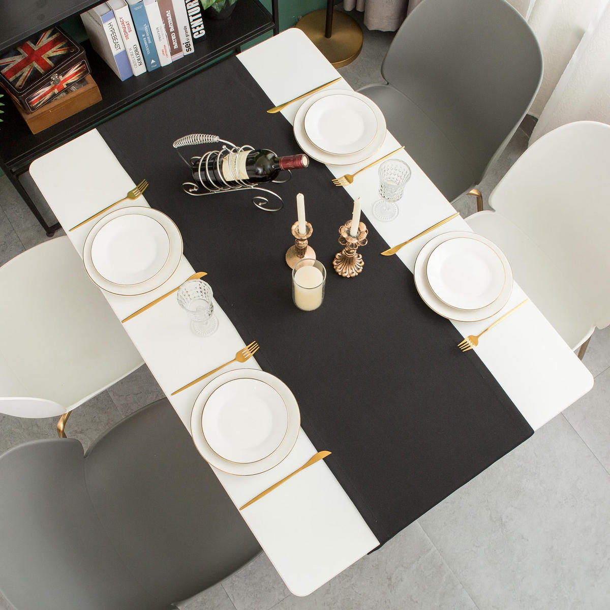TISCHLÄUFER modern abwaschbar, wasserabweisend, Lotuseffekt, 30x120 cm, Schwarz - Schwarz, Textil (30/120cm)