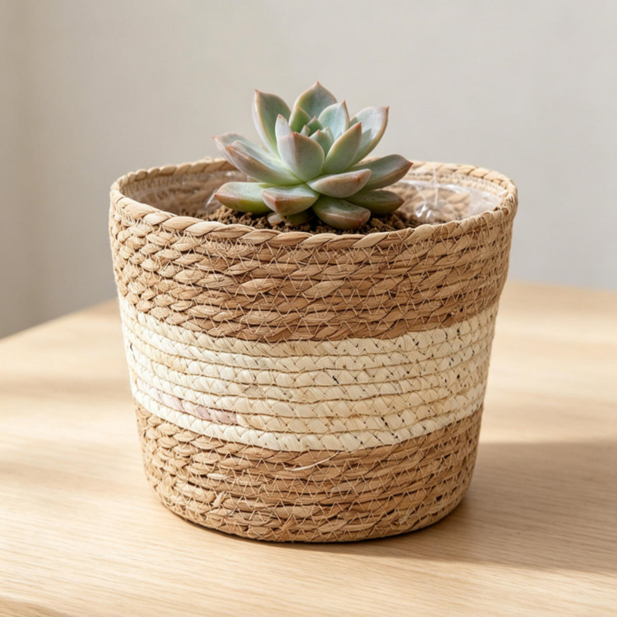 BLUMENTOPF, Geflochtenes Rattan, 19 × 13 cm, 2 Stück - Braun, Naturmaterialien (19/13cm) - Weltevree