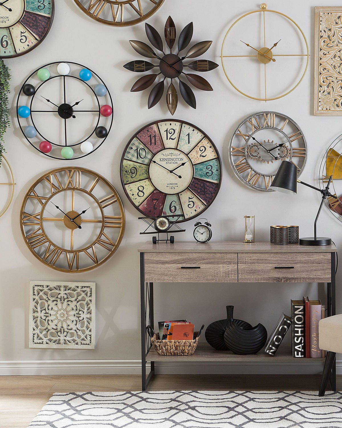 WANDUHR Metall bunt Boswil - Multicolor, Metall (59/59/4cm) - Beliani