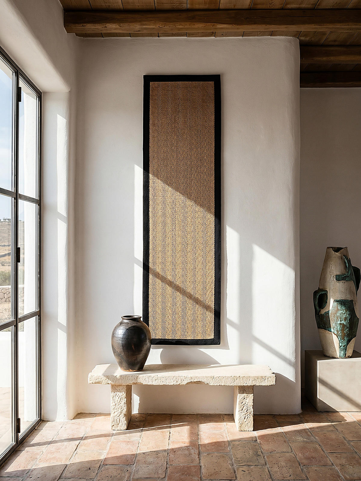JUTETEPPICH TRENT, geometrisch, Braun-Schwarz, 60 x 600 cm - Schwarz/Naturfarben, Textil (600/60cm) - KADIMA DESIGN