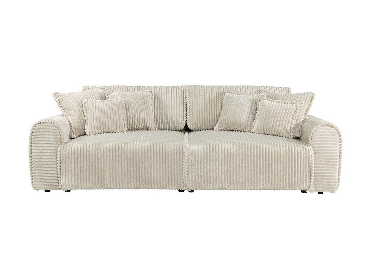 SOFA 4-Sitzer Schlafsofa Komfort - Cord Samt Beige - Tiefe Sitzfläche - TELARO - Beige, Textil (286/94/138cm) - Vente-Unique