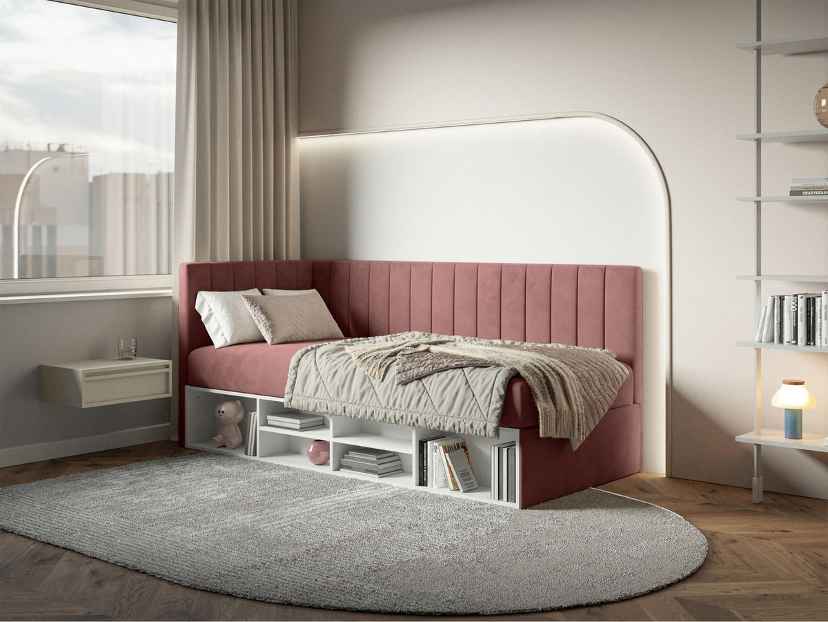 JUGENDBETT Ventrio Rosa Easy-Clean-Samtbezug 90x200 cm - Pink, Kunststoff/Textil (90/200cm) - Selsey