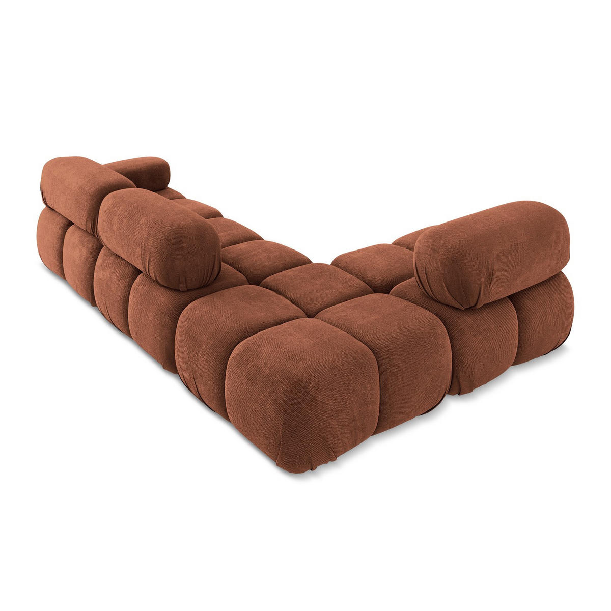 ECKSOFA Links Chenille Stoff Orange - Terracotta/Schwarz, Kunststoff/Textil (190/285cm) - LaMiaSofa